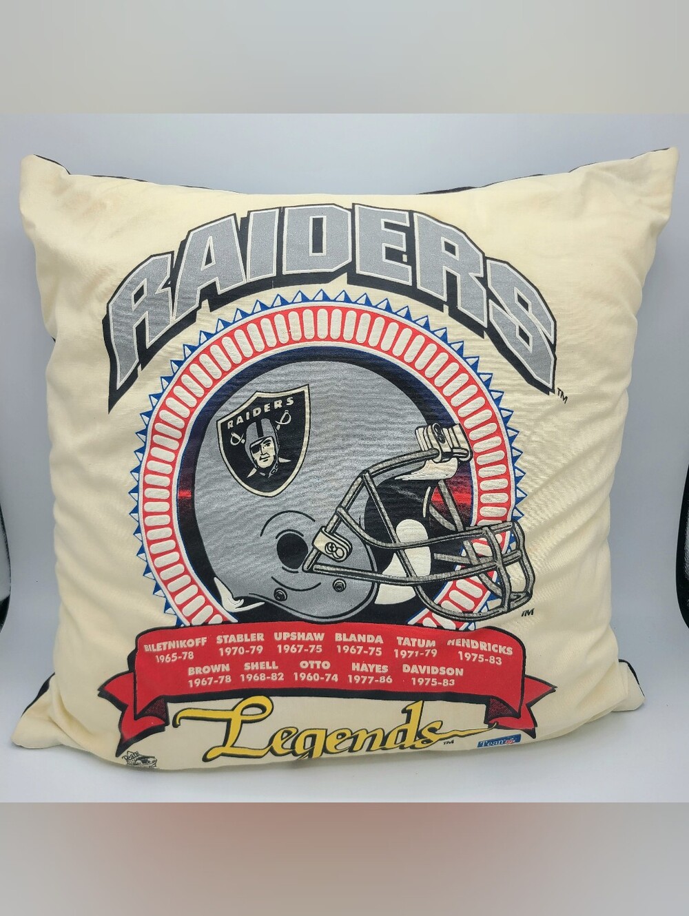 Vintage Ken-Tex 1993 Legends Oakland Los Angeles Raiders Accent Pillow 17x17